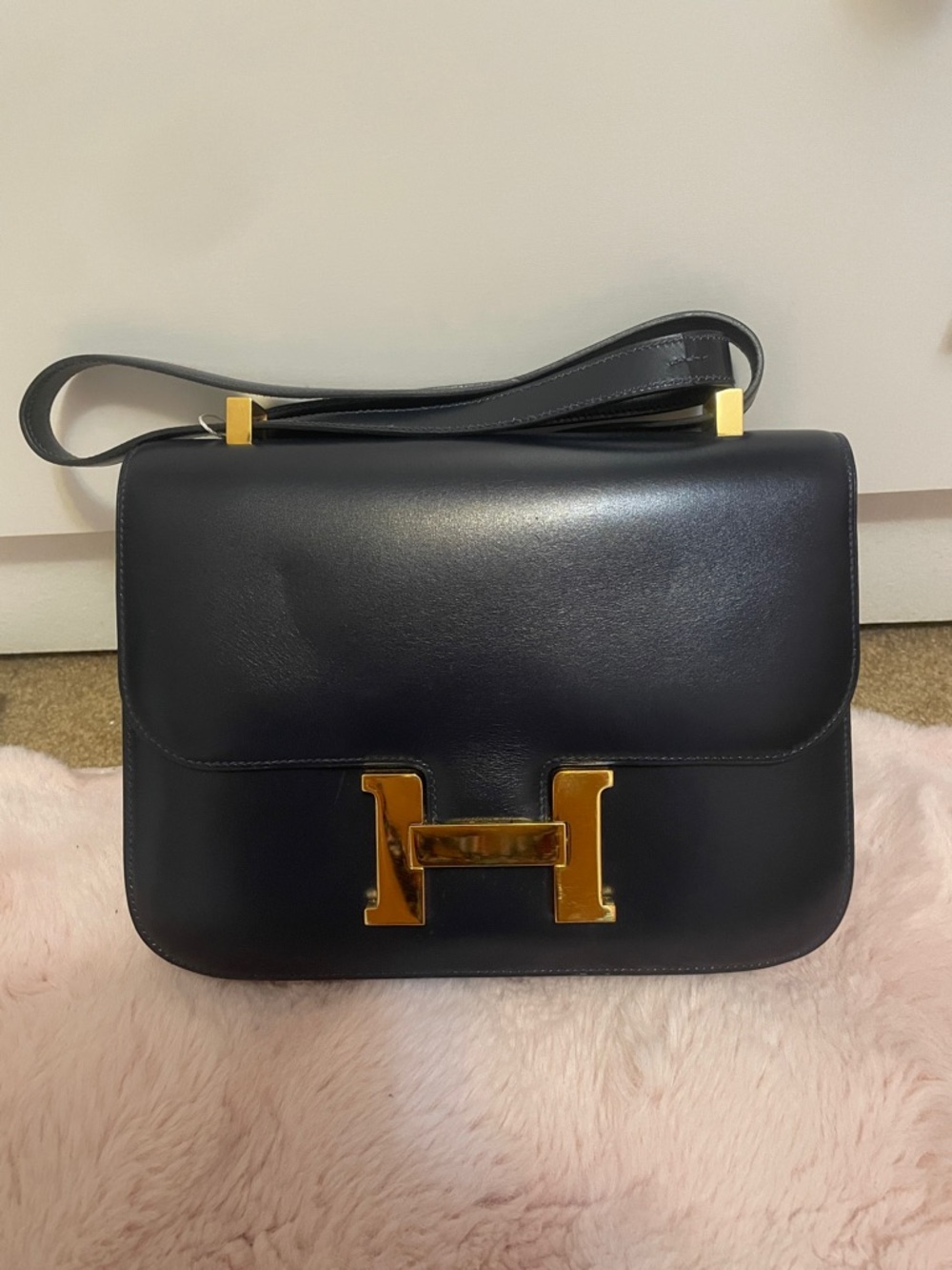 Vintage Hermes Constance 24 midnight blue bag